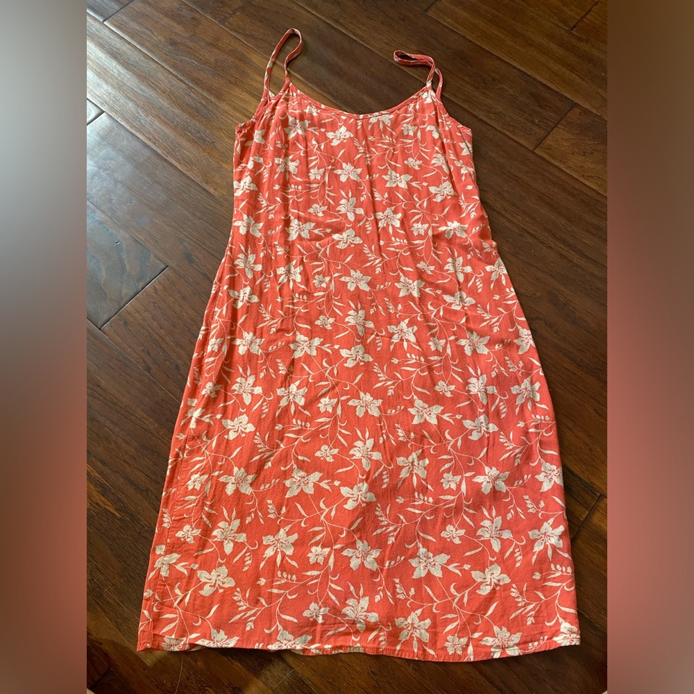 Gap Orange and Cream Hibiscus Floral Y2K Slip Dress Sz 6 / Small